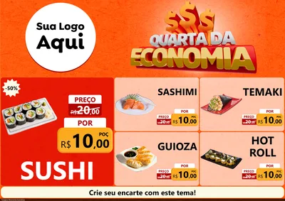 Modelo de Encarte para Encarte A4 Horizontal com o tema Quarta da Economia para Comida japonesa