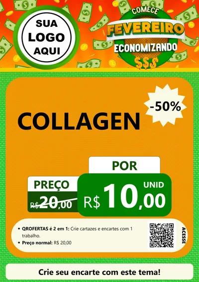 Modelo de Cartaz para Cartaz A4 Vertical com o tema Comece Fevereiro Economizando para Suplementos alimentares