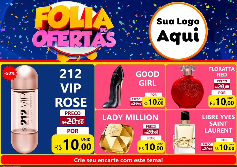 Modelo de Encarte para Encarte A4 Horizontal com o tema Folia de Ofertas para Perfumes