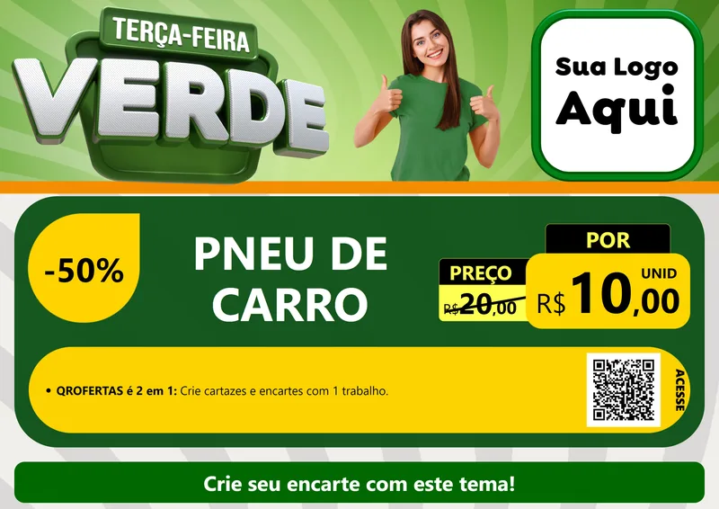 Modelo de Cartaz para Cartaz A4 Horizontal com o tema Terça - Feira Verde para Auto peças