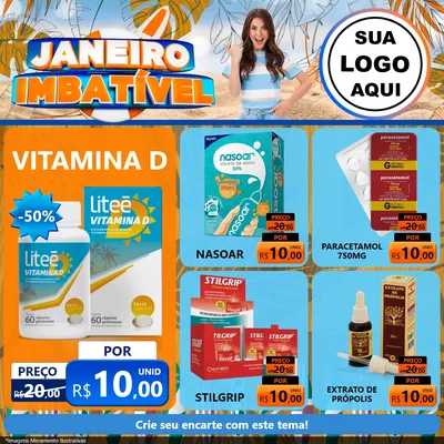 Modelo de Rede Social para Feed Facebook com o tema Janeiro Imbatível para Farmácia