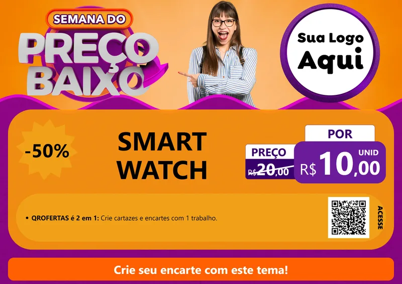 Modelo de Cartaz para Cartaz A4 Horizontal com o tema Semana do Preço Baixo para Informática