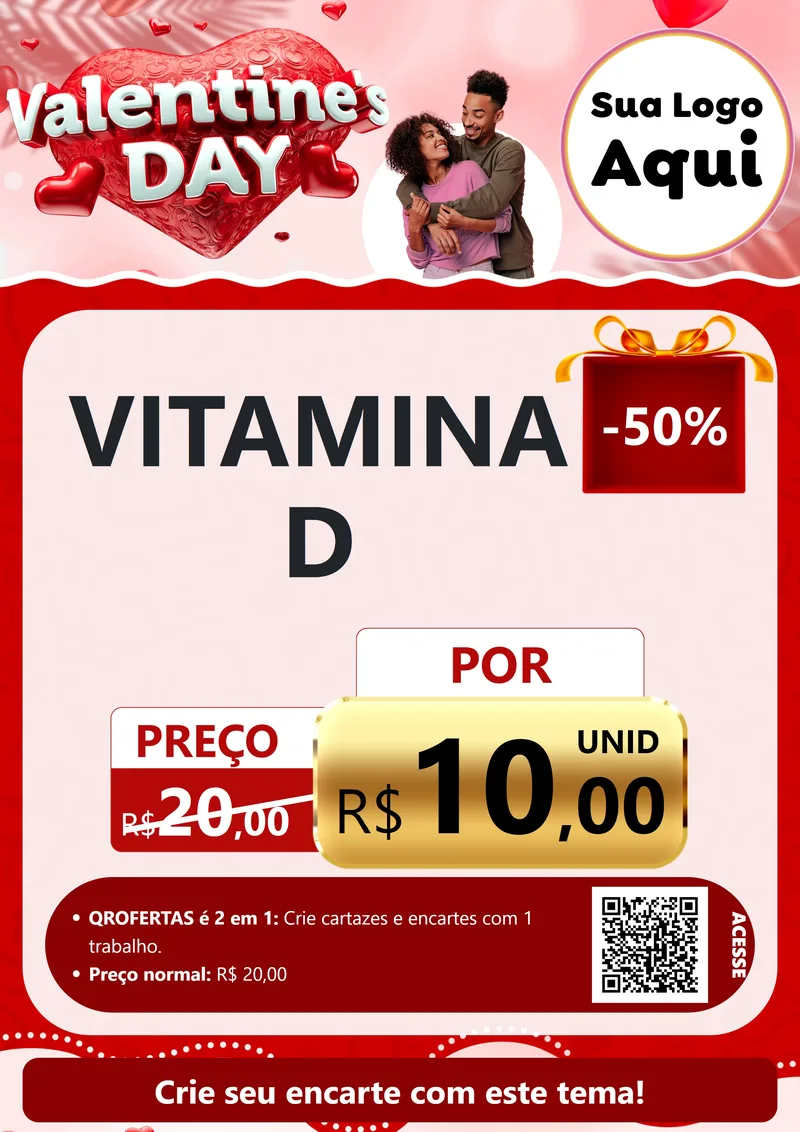 Modelo de Cartaz para Cartaz A4 Vertical com o tema Valentine's Day para Farmácia