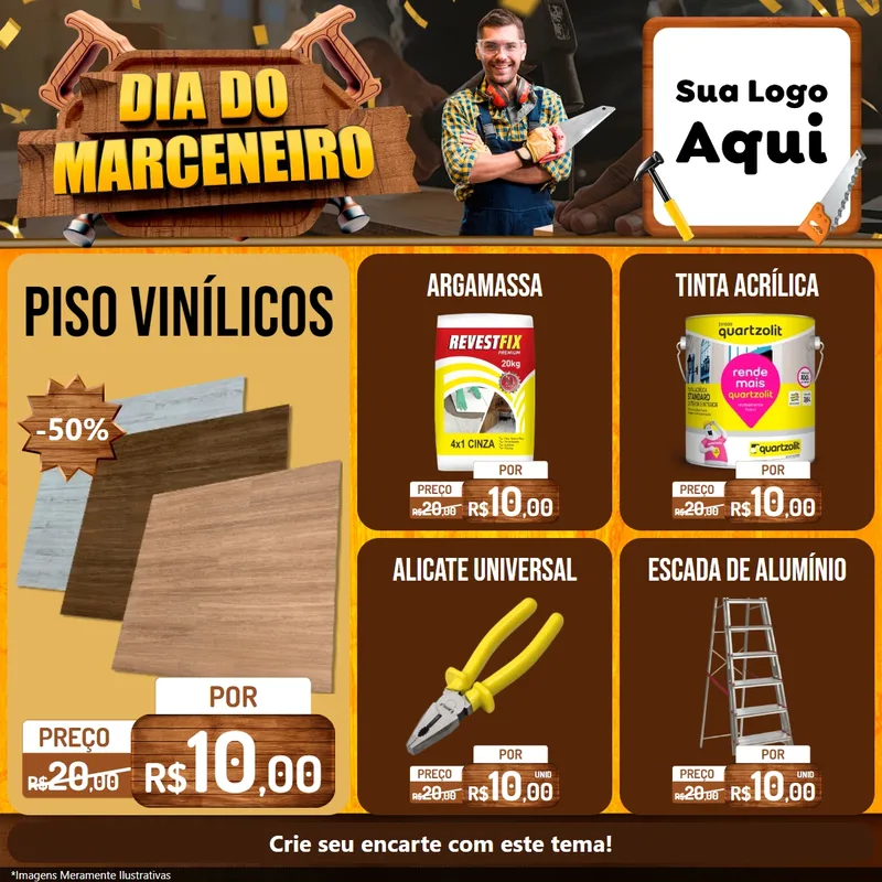 Modelo de Rede Social para Feed Facebook com o tema Dia do Marceneiro para Material para Construção