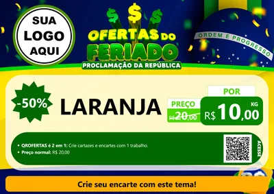 Modelo de Cartaz para Cartaz A4 Horizontal com o tema Ofertas do Feriado - Proclamação da República para Hortifrúti