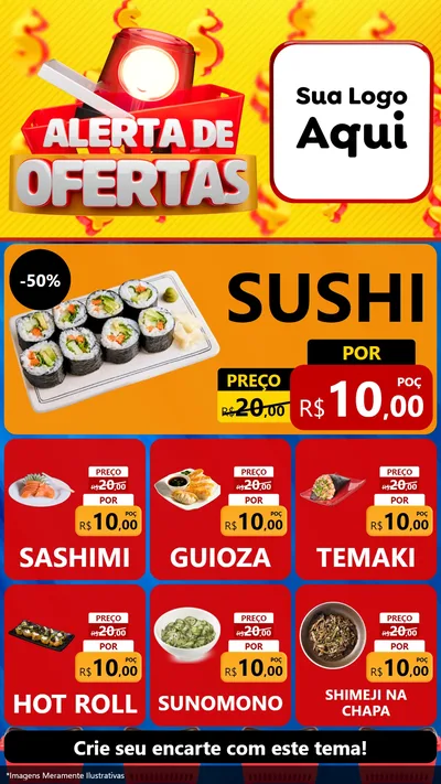 Modelo de Rede Social para Stories com o tema Alerta de Ofertas para Comida japonesa