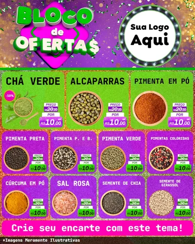Modelo de Rede Social para Feed Instagram com o tema Bloco de Ofertas para Produtos Naturais