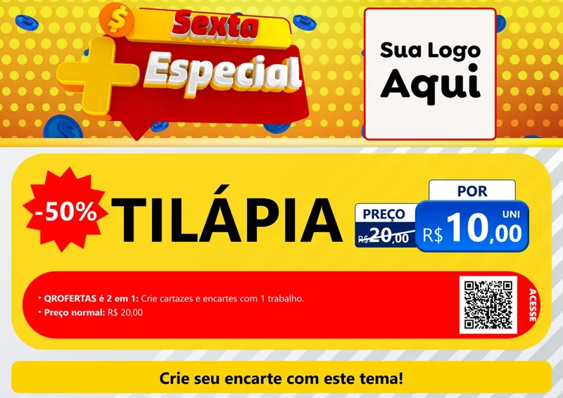 Modelo de Cartaz para Cartaz A4 Horizontal com o tema Sexta Mais Especial para Peixaria