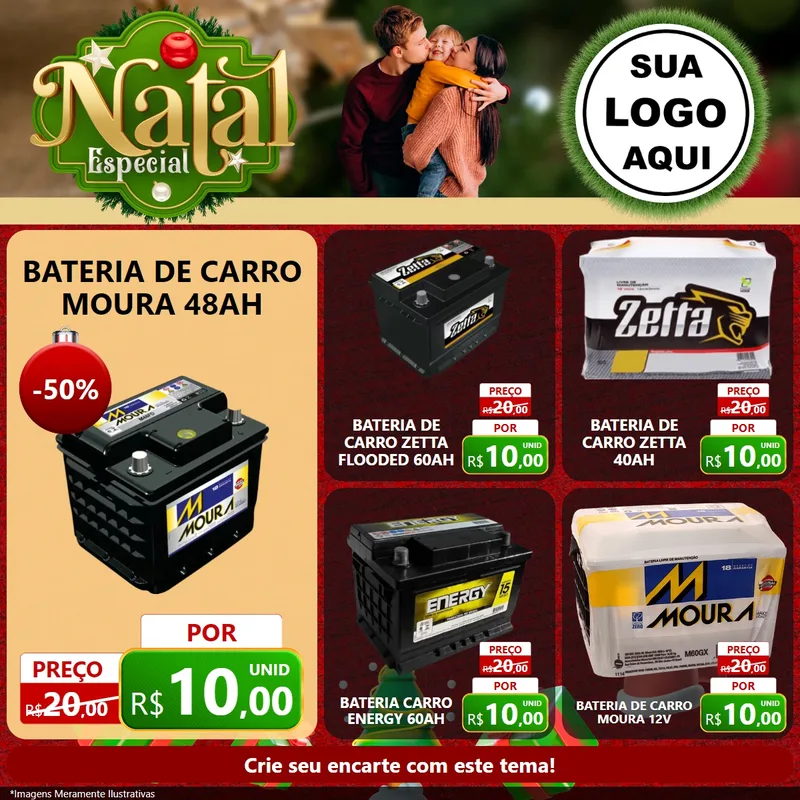 Modelo de Rede Social para Feed Facebook com o tema Natal Especial para Baterias Elétricas