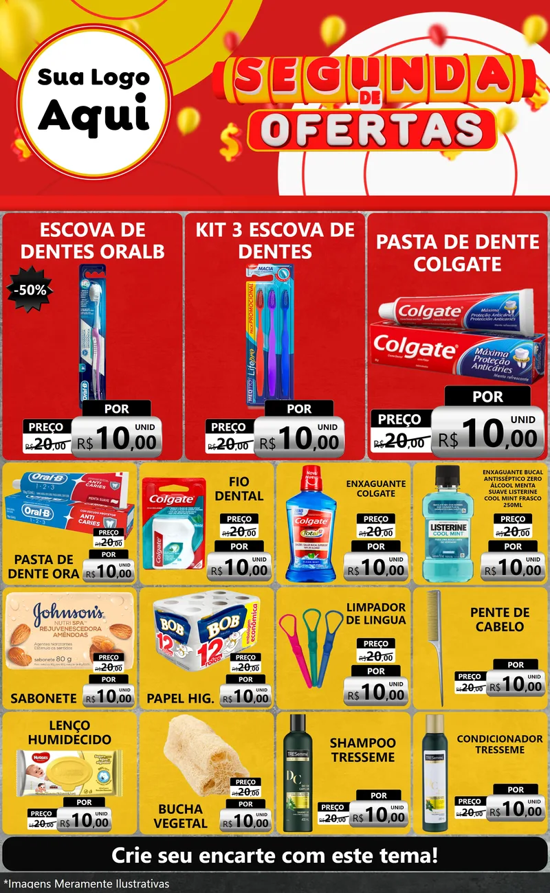 Modelo de Encarte para Encarte Grande com o tema Segunda de Ofertas para Higiene Pessoal
