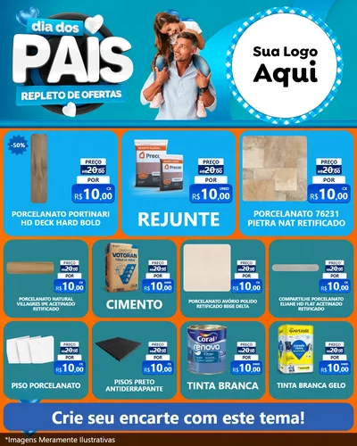 Modelo de Rede Social para Feed Instagram com o tema Dia Dos Pais Repleto de Ofertas para Pisos e revestimentos
