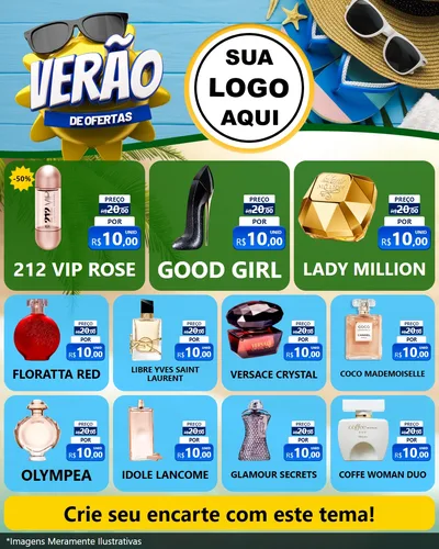 Modelo de Rede Social para Feed Instagram com o tema Verão de Ofertas para Perfumes