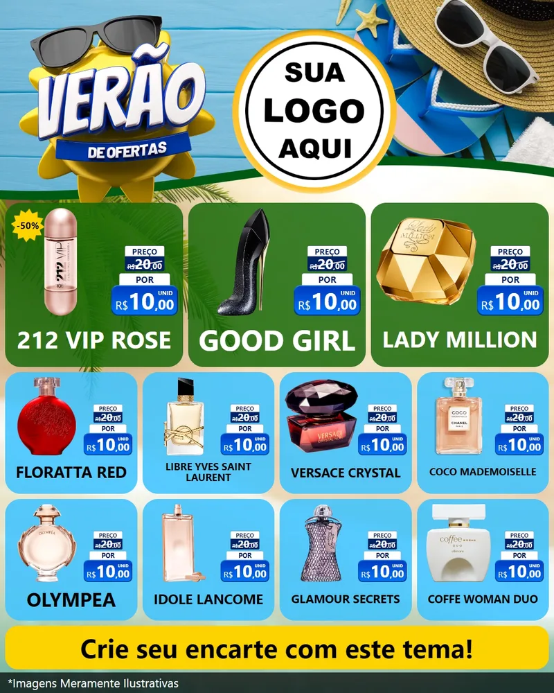 Modelo de Rede Social para Feed Instagram com o tema Verão de Ofertas para Perfumes