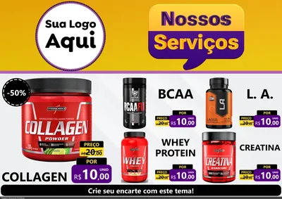 Modelo de Encarte para Encarte A4 Horizontal com o tema Nossos Serviços para Suplementos alimentares