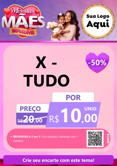 Modelo de Cartaz para Cartaz A4 Vertical com o tema Mês das Mães Imperdível para Hamburgueria
