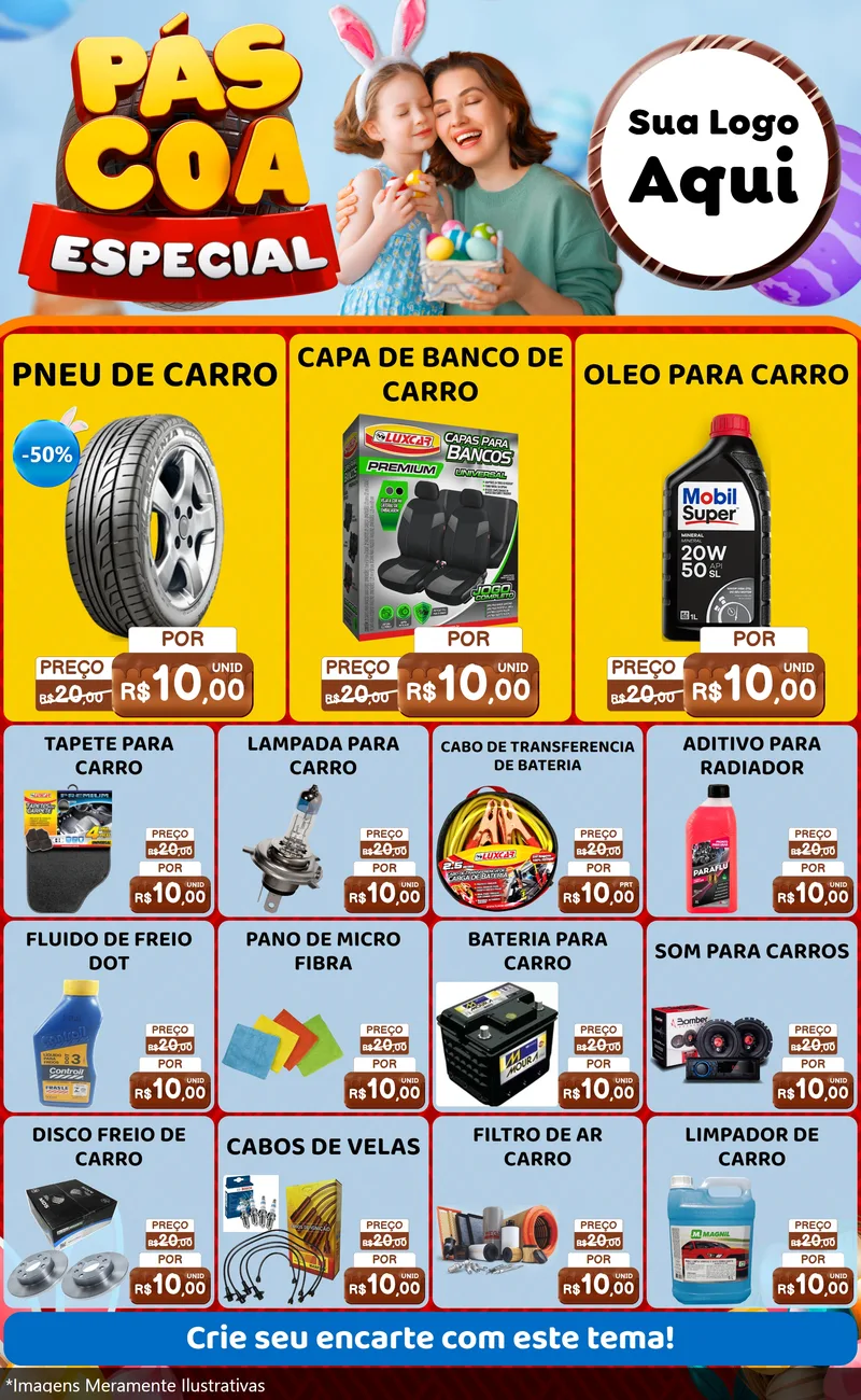 Modelo de Encarte para Encarte Grande com o tema Páscoa Especial para Auto peças