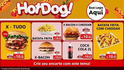 Modelo de TV para TV Horizontal com o tema Hot Dog para Hamburgueria
