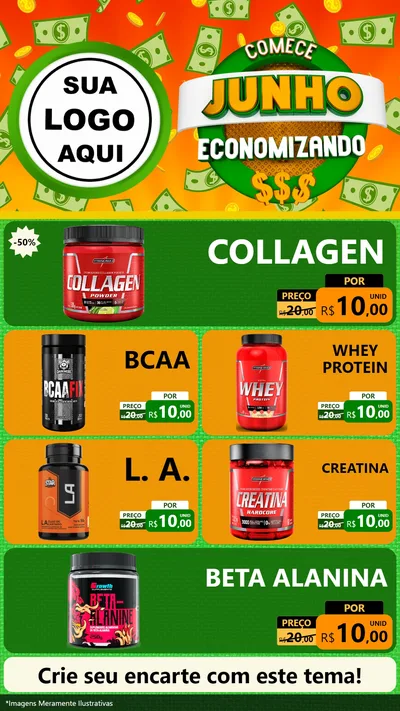 Modelo de TV para TV Vertical com o tema Comece Junho Economizando para Suplementos alimentares