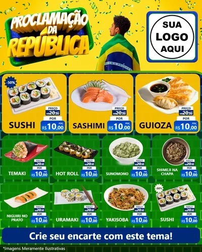 Modelo de Rede Social para Feed Instagram com o tema Proclamação da República para Comida japonesa