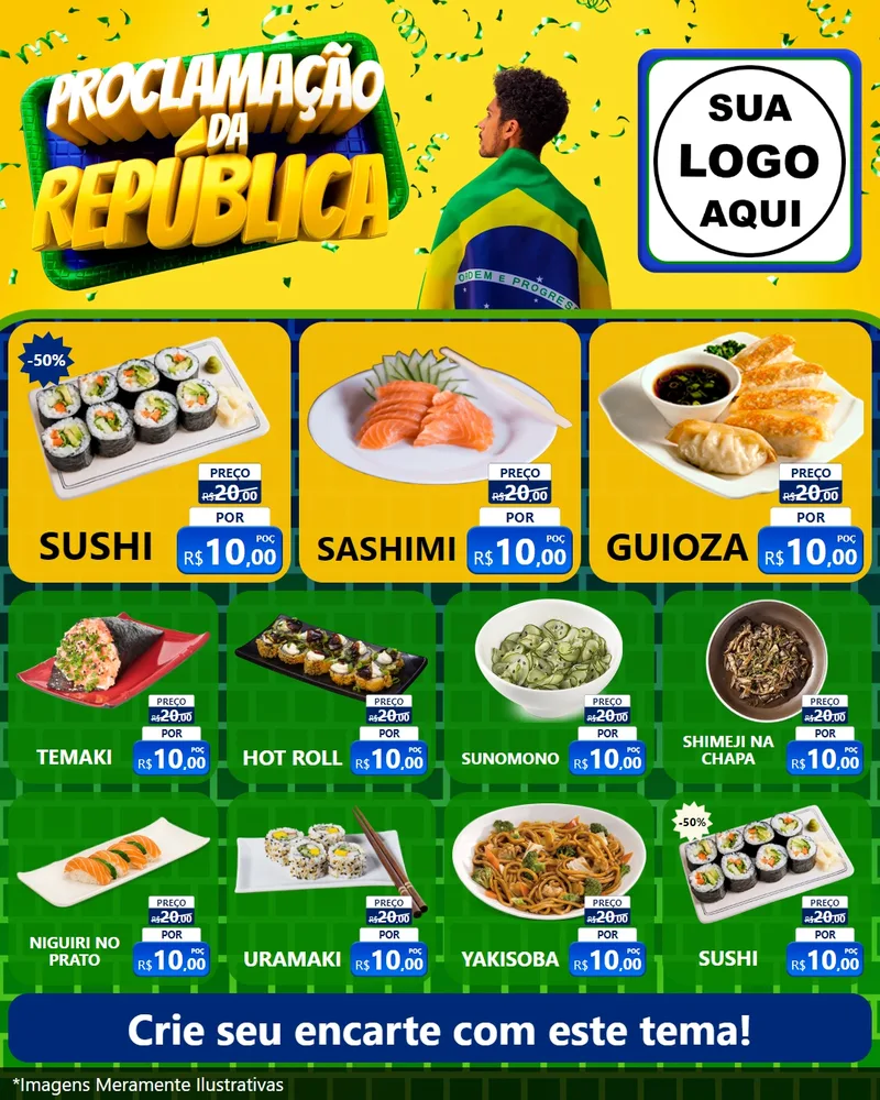 Modelo de Rede Social para Feed Instagram com o tema Proclamação da República para Comida japonesa