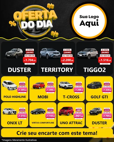 Modelo de Rede Social para Feed Instagram com o tema Oferta Do Dia para Concessionaria de Carros