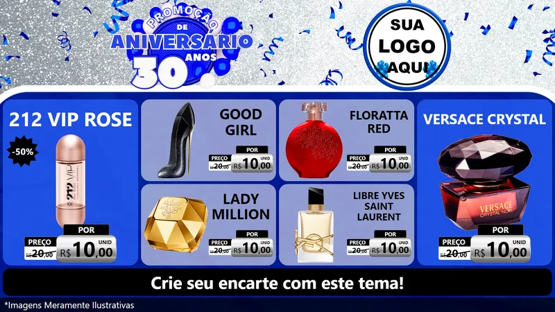 Modelo de TV para TV Horizontal com o tema Promoção de Aniversário - 30 Anos para Perfumes