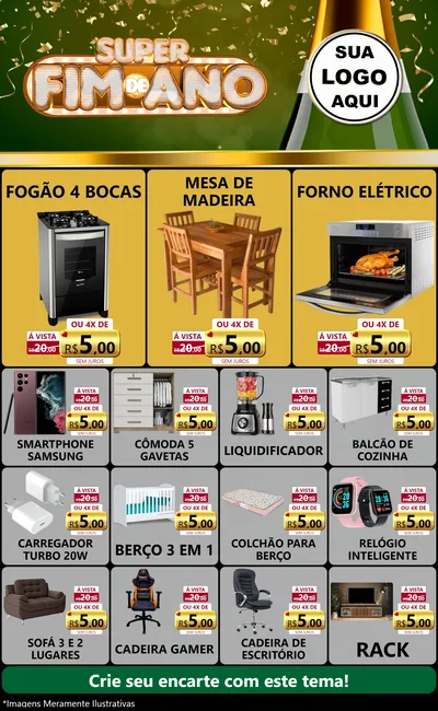 Modelo de Encarte para Encarte Grande com o tema Super Fim de Ano para Móveis e Eletro