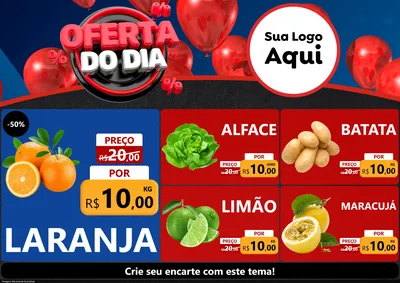 Modelo de Encarte para Encarte A4 Horizontal com o tema Oferta do Dia para Hortifrúti
