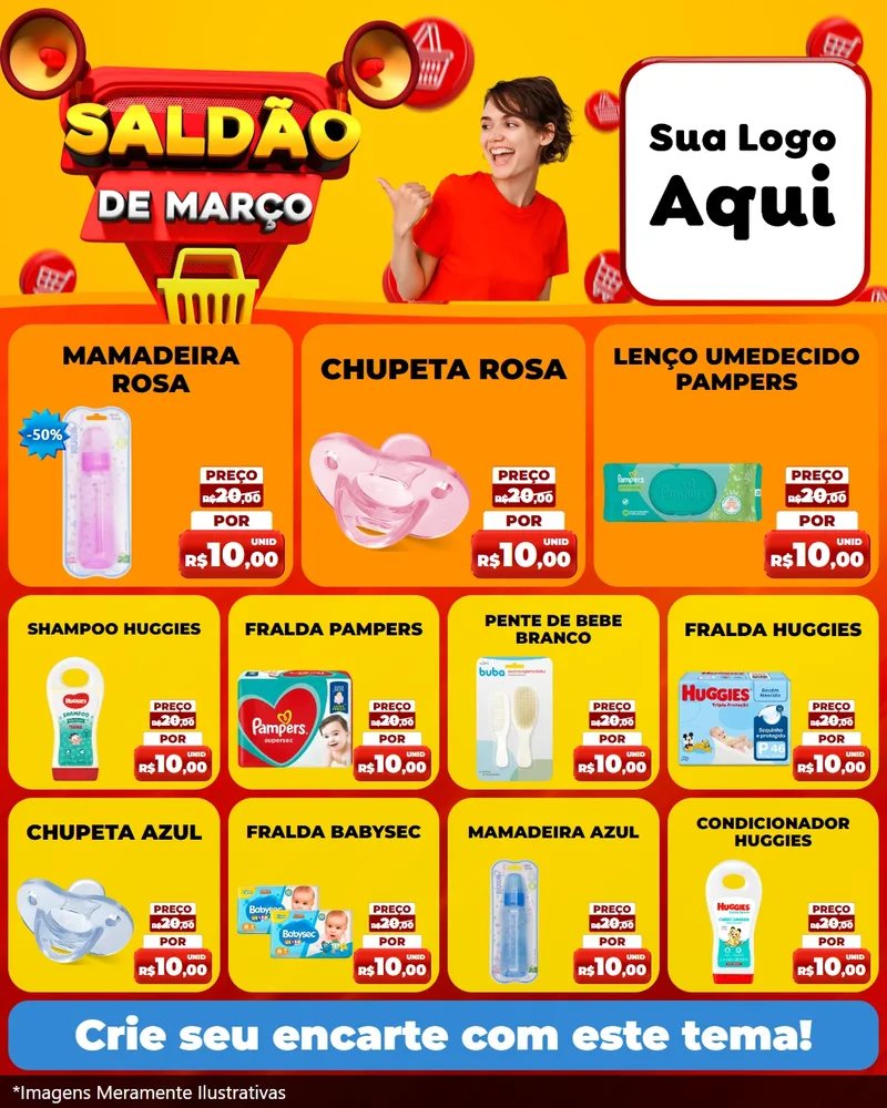 Modelo de Rede Social para Feed Instagram com o tema Saldão de Março para Bebês