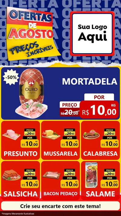 Modelo de Rede Social para Stories com o tema Ofertas de Agosto - Preços Incríveis para Frios e Laticínios