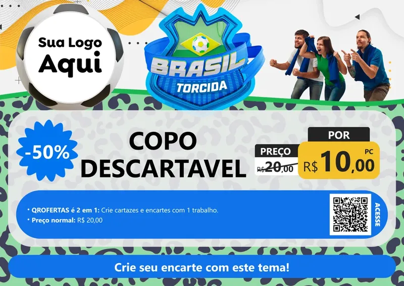 Modelo de Cartaz para Cartaz A4 Horizontal com o tema Brasil Torcida - Copa para Embalagens