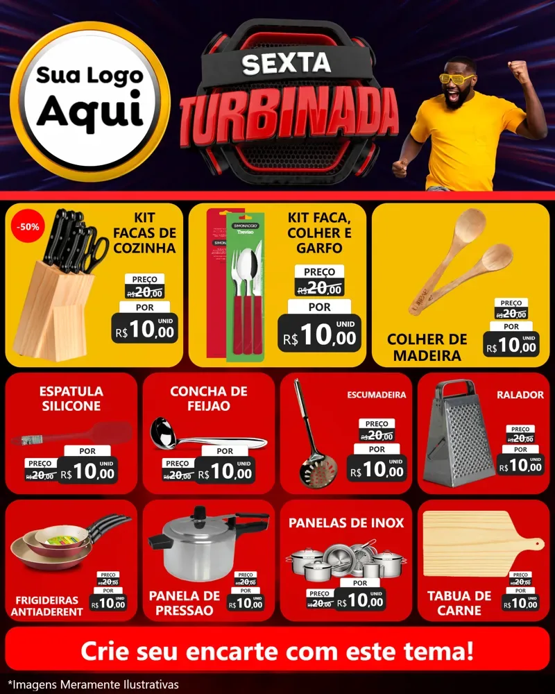Modelo de Rede Social para Feed Instagram com o tema Sexta Turbinada para Utilidades Domésticas