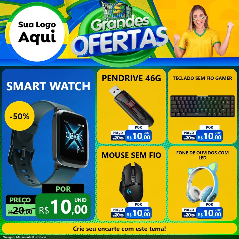 Modelo de Rede Social para Feed Facebook com o tema Grandes Ofertas para Informática
