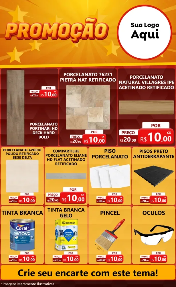 Modelo de Encarte para Encarte Grande com o tema Promoção para Pisos e revestimentos