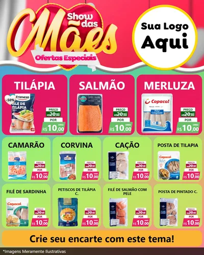 Modelo de Rede Social para Feed Instagram com o tema Show das Mães - Ofertas Especiais para Peixaria