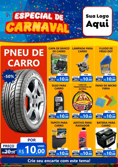 Modelo de Encarte para Encarte A4 Vertical com o tema Especial de Carnaval para Auto peças