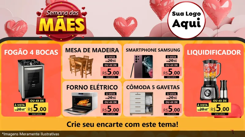 Modelo de TV para TV Horizontal com o tema Semana das Mães para Móveis e Eletro