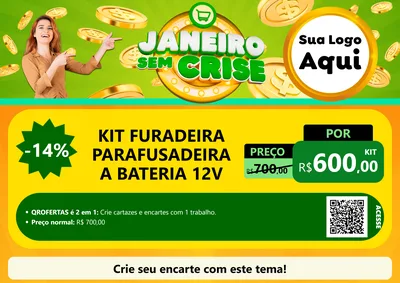 Modelo de Cartaz para Cartaz A4 Horizontal com o tema Janeiro Sem Crise para Maquinas e Ferramentas