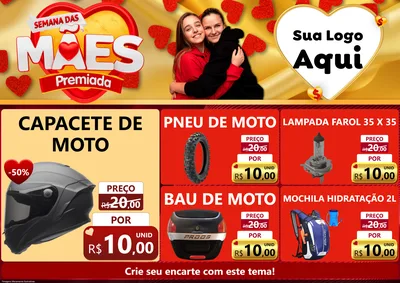 Modelo de Encarte para Encarte A4 Horizontal com o tema Semana das Mães Premiada para Moto peças