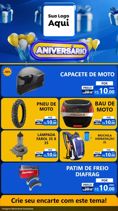 Modelo de TV para TV Vertical com o tema Aniversário para Moto peças