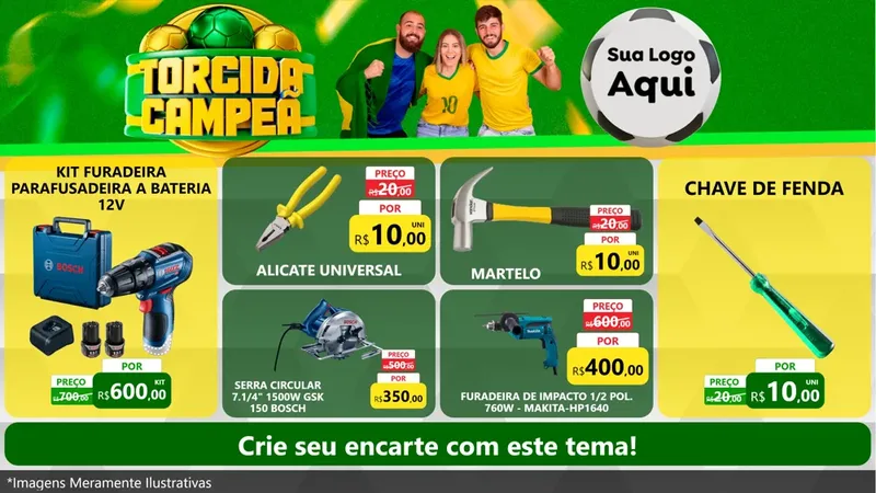 Modelo de TV para TV Horizontal com o tema Torcida Campeã - Copa para Maquinas e Ferramentas