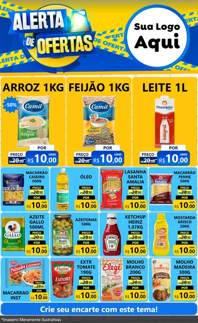 Modelo de Encarte para Encarte Grande com o tema Alerta de Ofertas para Supermercado