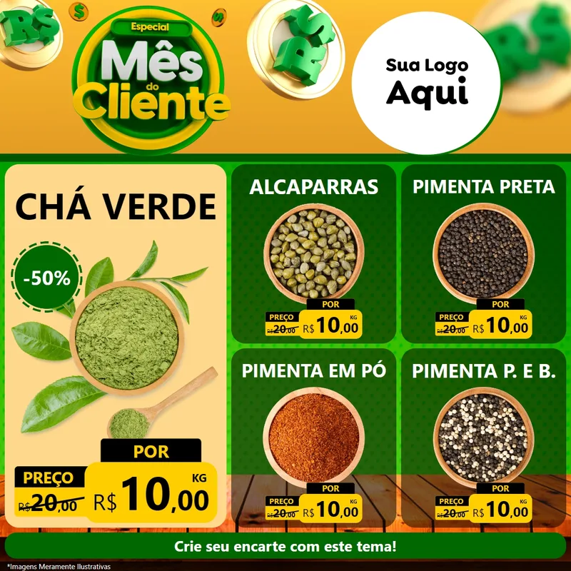 Modelo de Rede Social para Feed Facebook com o tema Especial Mês do Cliente para Produtos Naturais