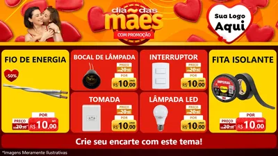 Modelo de TV para TV Horizontal com o tema Dia das Mães com Promoção para Materiais Elétricos