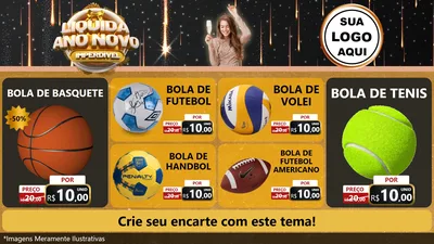 Modelo de TV para TV Horizontal com o tema Liquida Ano Novo Imperdível para Artigos Esportivos