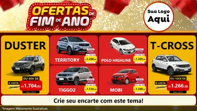 Modelo de TV para TV Horizontal com o tema Ofertas de Fim de Ano para Concessionaria de Carros