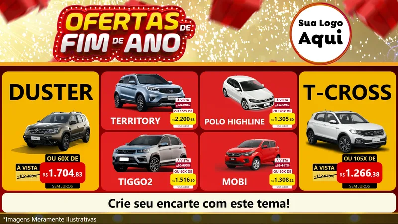 Modelo de TV para TV Horizontal com o tema Ofertas de Fim de Ano para Concessionaria de Carros