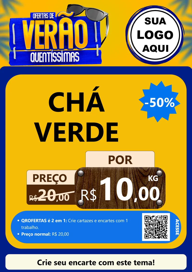 Modelo de Cartaz para Cartaz A4 Vertical com o tema Ofertas de Verão Quentíssimas para Produtos Naturais