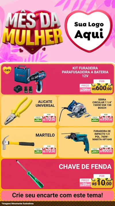 Modelo de TV para TV Vertical com o tema Mês da Mulher para Maquinas e Ferramentas