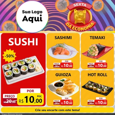 Modelo de Rede Social para Feed Facebook com o tema Sexta da Economia para Comida japonesa